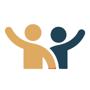 pictograma donde se ven dos personas saludando pulsa para saber qué hacemos